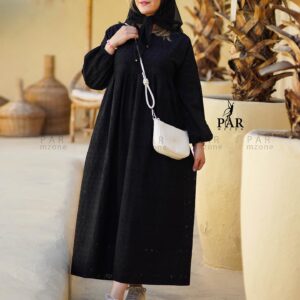 پیراهن خامه دوزی کاملا مشکی استر دار
